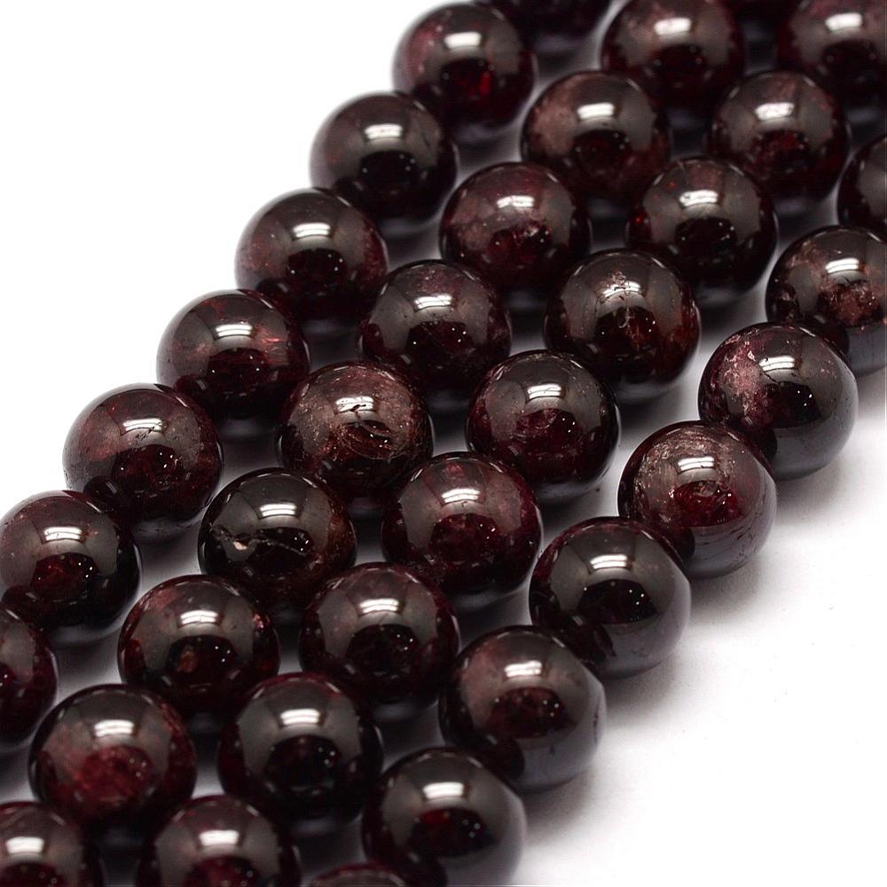 PandaHall Natural Garnet Bead Strands, Round, 12mm, Hole: 1mm; about 33pcs/strand, 15.7'' Garnet Round