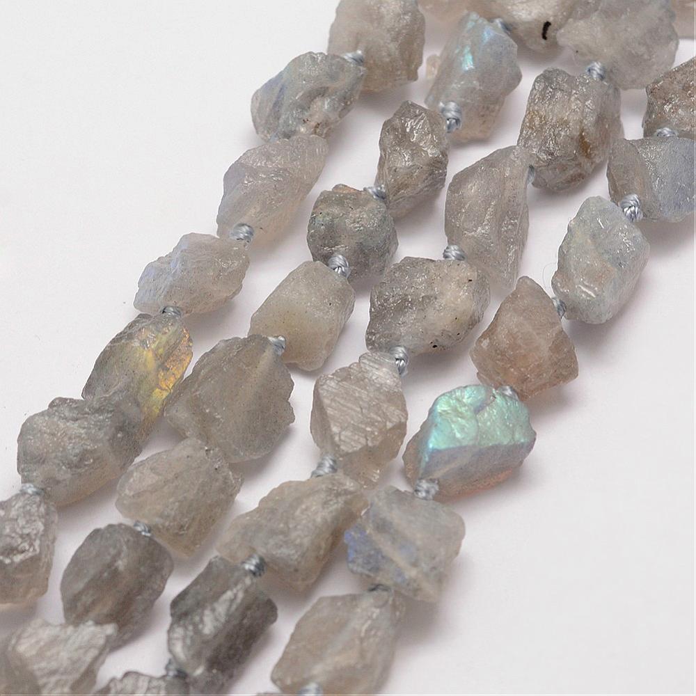 PandaHall Natural Labradorite Beads Strands, Grade AA, Nuggets, 10~15x9~11x8~11mm, Hole: 1mm; about 33~34pcs/strand, 15.7" Labradorite...