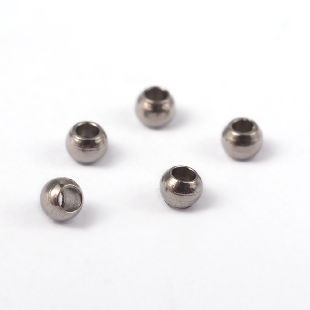 PandaHall 304 Stainless Steel Spacer Beads, Round, Stainless Steel Color, 2x1.5mm, Hole: 1mm Stainless Steel Round