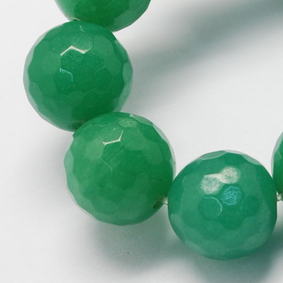 PandaHall Natural Jade Bead Strands, Dyed, Faceted, Round, MediumSeaGreen, 8mm; Hole: 1mm; 48pcs/strand, 14.9" Other Jade Round Green