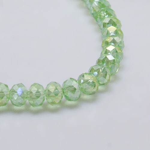 PandaHall Electroplate Glass Bead Strands, AB Color, Faceted, Rondelle, PaleGreen, 8x6mm, Hole: 1mm; about 71pcs/strand, 17.3" Glass...