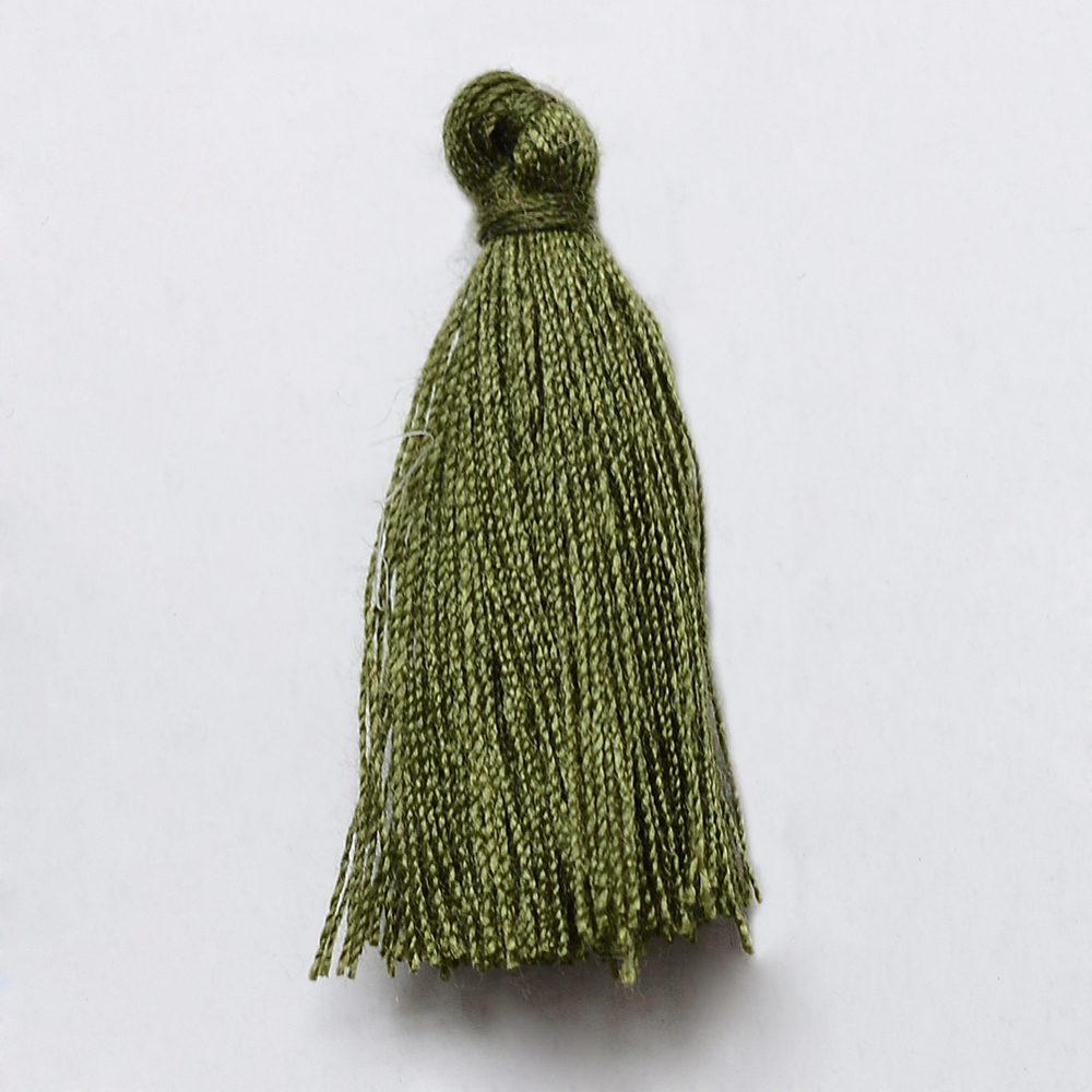 PandaHall Handmade Cotton Tassel Decorations, Pendant Decorations, DarkOliveGreen, 29~35mm Cotton Green
