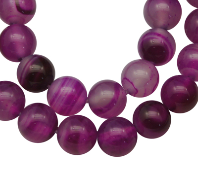 PandaHall Natural Agate Beads, Dyed, Round, Fuchsia, Size: about 6mm in diameter, hole: 1mm, 63pcs/strand, 15.5" Natural Agate Round Pink