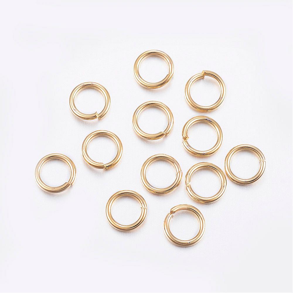 PandaHall 304 Stainless Steel Open Jump Rings, Golden, 5x1mm; Inner Diameter: about 3.8mm Stainless Steel Ring