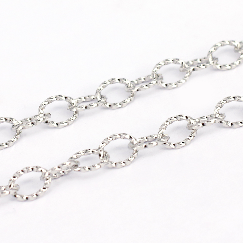 PandaHall 304 Stainles Steel Cable Chains, Unwelded, Stainless Steel Color, 0.8mm, Link: 8x6x1mm Stainless Steel