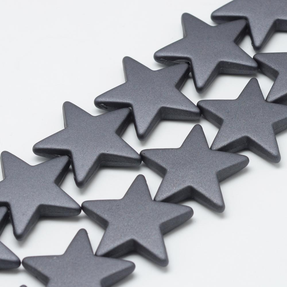 PandaHall Rubberized Style Acrylic Beads Strands, Star, DarkGray, 26x27.5x5.5mm, Hole: 1.5mm Acrylic Star Gray
