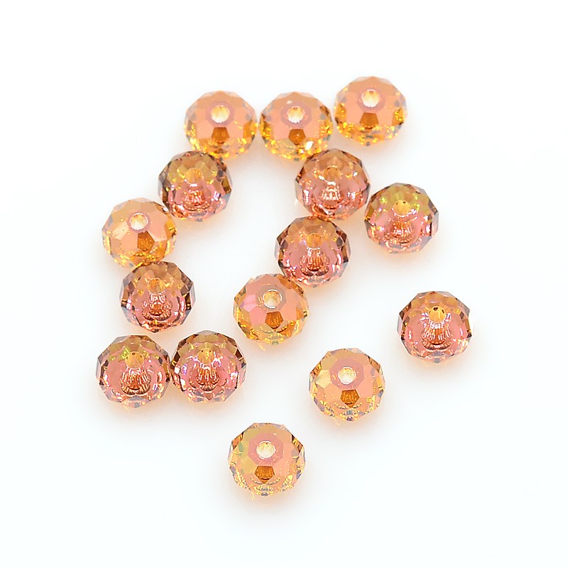 PandaHall Austrian Crystal Beads Loose Beads, Crystal Copper 5040 6mm Faceted Rondelle, about 6mm in diameter, 4mm thick, hole:1mm
