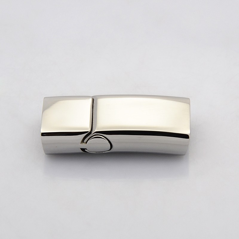 PandaHall Cuboid 304 Stainless Steel Bayonet Clasps, Stainless Steel Color, 32x14x8mm, Hole: 6x11mm Stainless Steel