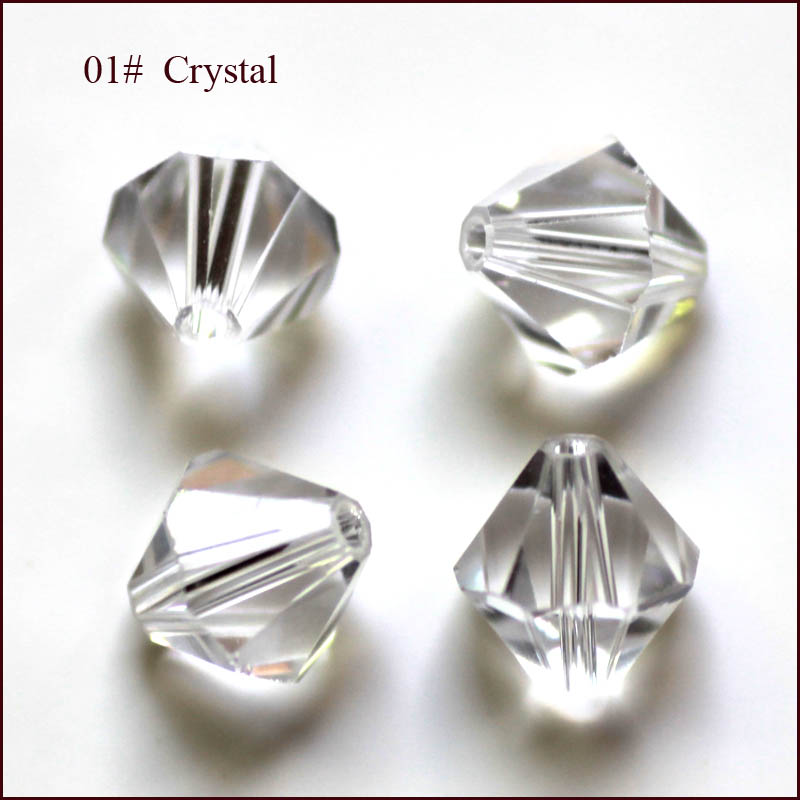 PandaHall Imitation Austrian Crystal Beads, Grade AAA, Faceted, Bicone, Clear, 4x4mm, Hole: 1mm Glass Bicone Clear
