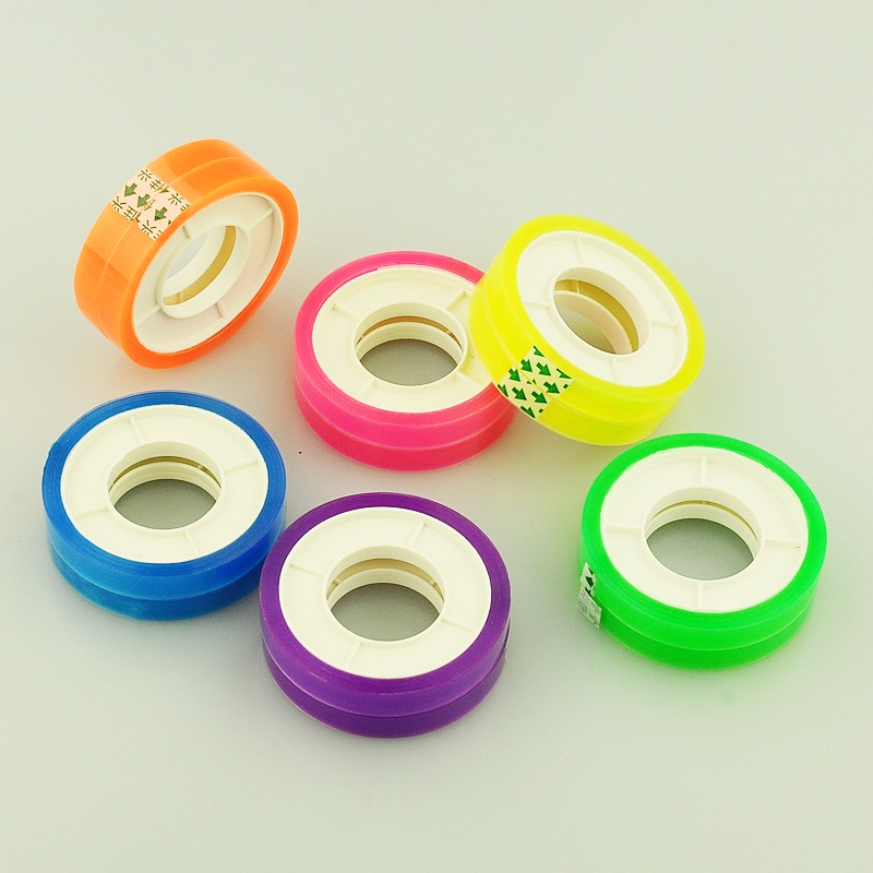 PandaHall Colourful Transparent Adhesive Tape, Mixed Color, about 8mm wide, 12rolls/group Plastic Multicolor