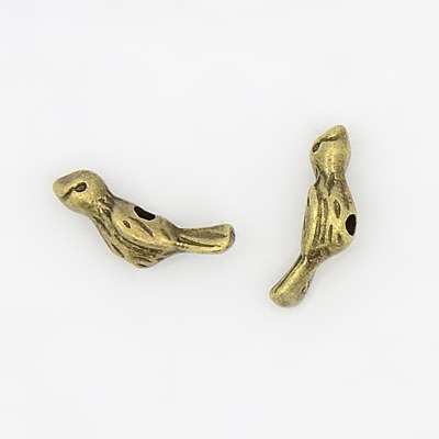 PandaHall Alloy Beads, Lead Free & Cadmium Free & Nickel Free, Bird, Antique Bronze, 12mm long, 4mm wide, 3.5mm thick, hole: 1mm Alloy Bird