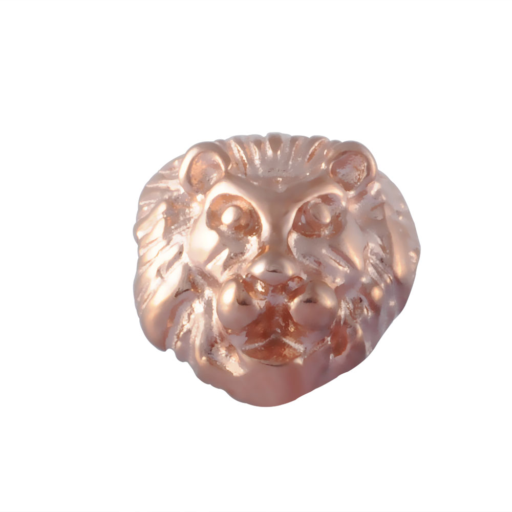 PandaHall 304 Stainless Steel Beads, Lion Head, Rose Gold, 11x11x8mm, Hole: 1.5mm Stainless Steel Lion