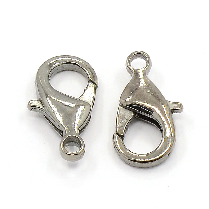 PandaHall Brass Lobster Claw Clasps, Nickel Free, Gunmetal, about 15mm long, 8mm wide, 3mm thick, hole: 2mm Brass Others