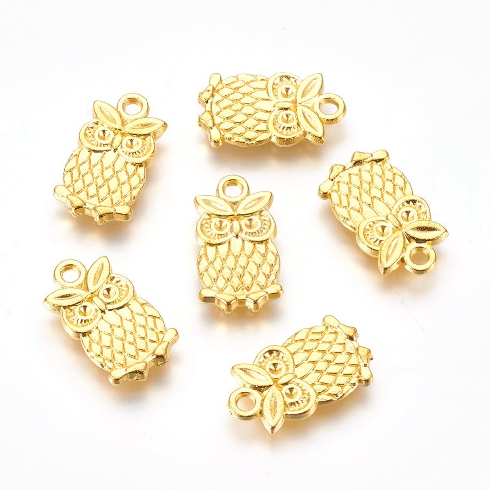 PandaHall Alloy Pendants, Lead Free & Cadmium Free & Nickel Free, for Halloween, Owl, Golden Color, Size: about 10mm wide, 20mm long, 2mm...