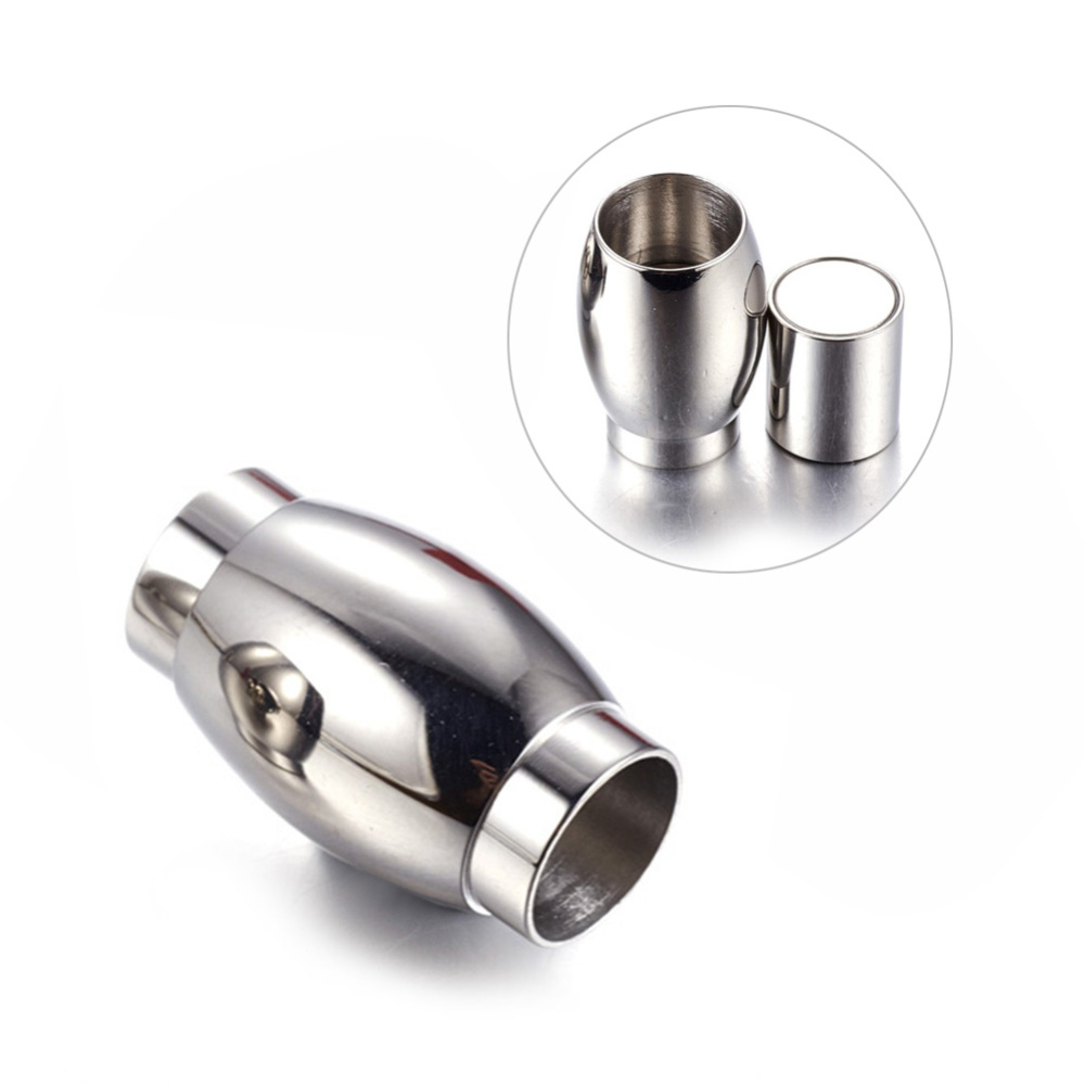PandaHall Stainless Steel Magnetic Clasps, Barrel, Stainless Steel Color, 20x12.5mm, Hole: 8mm Stainless Steel Barrel