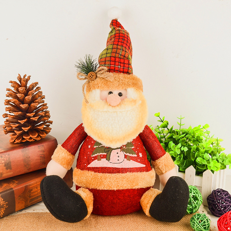 PandaHall Sitting Posture Table Doll Christmas Decoration, Santa Claus, Brown, 280x200x150mm Cloth Human Brown