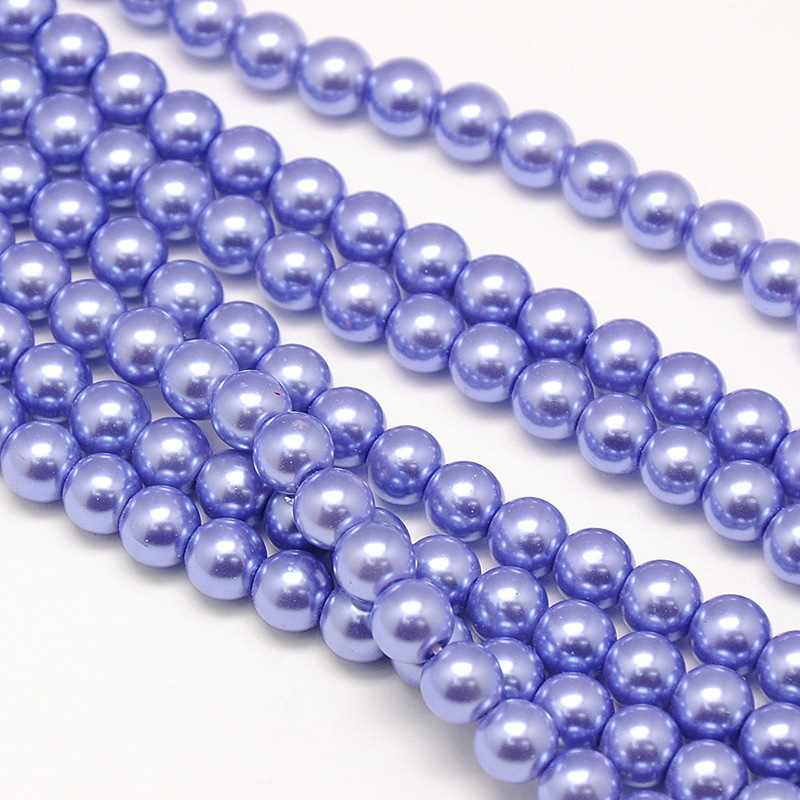 PandaHall Environmental Dyed Glass Pearl Round Bead Strands, Cotton Cord Threaded, Mauve, 8mm, Hole: 0.7~1.1mm; about 52pcs/strand, 15"...