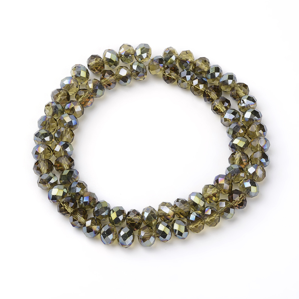 PandaHall Electroplate Glass Beads Strands, Faceted Rondelle, DarkGoldenrod, 8x5mm, Hole: 1mm; about 72pcs/strand, 16.5". Glass Rondelle...