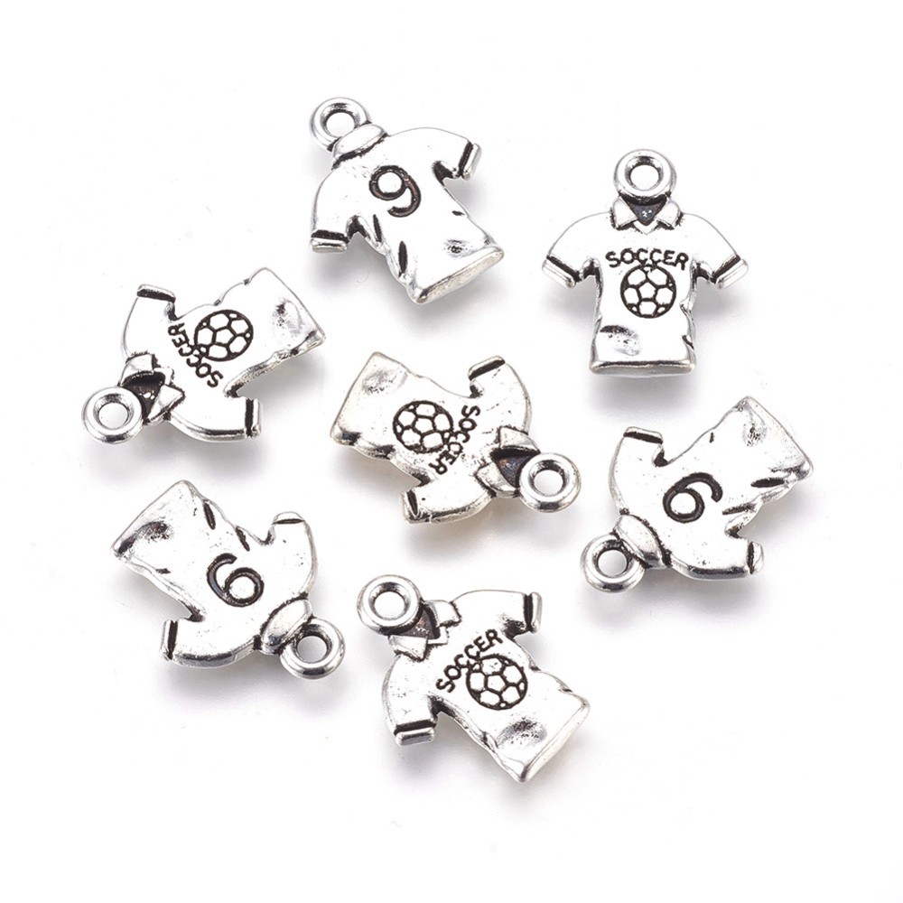PandaHall Alloy T-Shirt Pendants, Football Jersey Charms,Lead Free & Cadmium free & Nickel Free, DIY Jewelry for, Antique Silver...