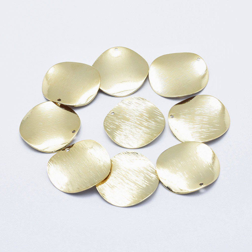 PandaHall Electroplated Brass Pendant, Long-Lasting Plated, Real 18K Gold Plated, Nickel Free, Flat Round, 25x0.2mm, Hole: 1mm Brass Flat...