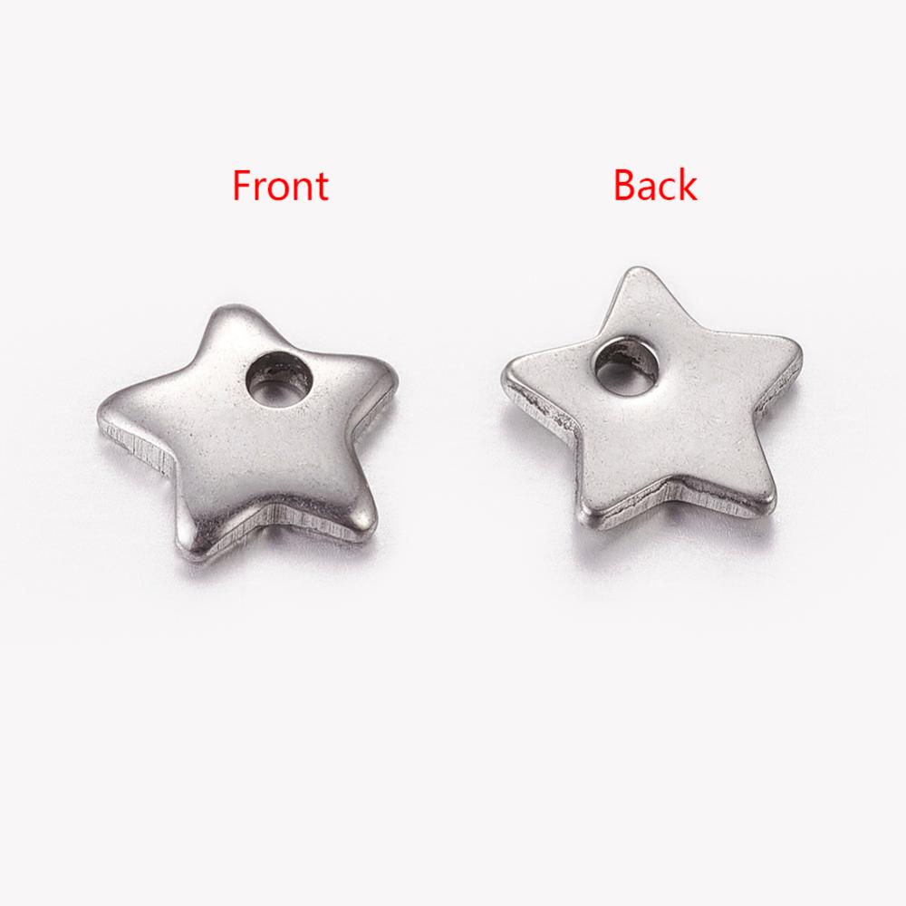 PandaHall 304 Stainless Steel Charms, Five-pointed Star, Stainless Steel Color, 6x6x1mm, Hole: 0.5mm Stainless Steel Star