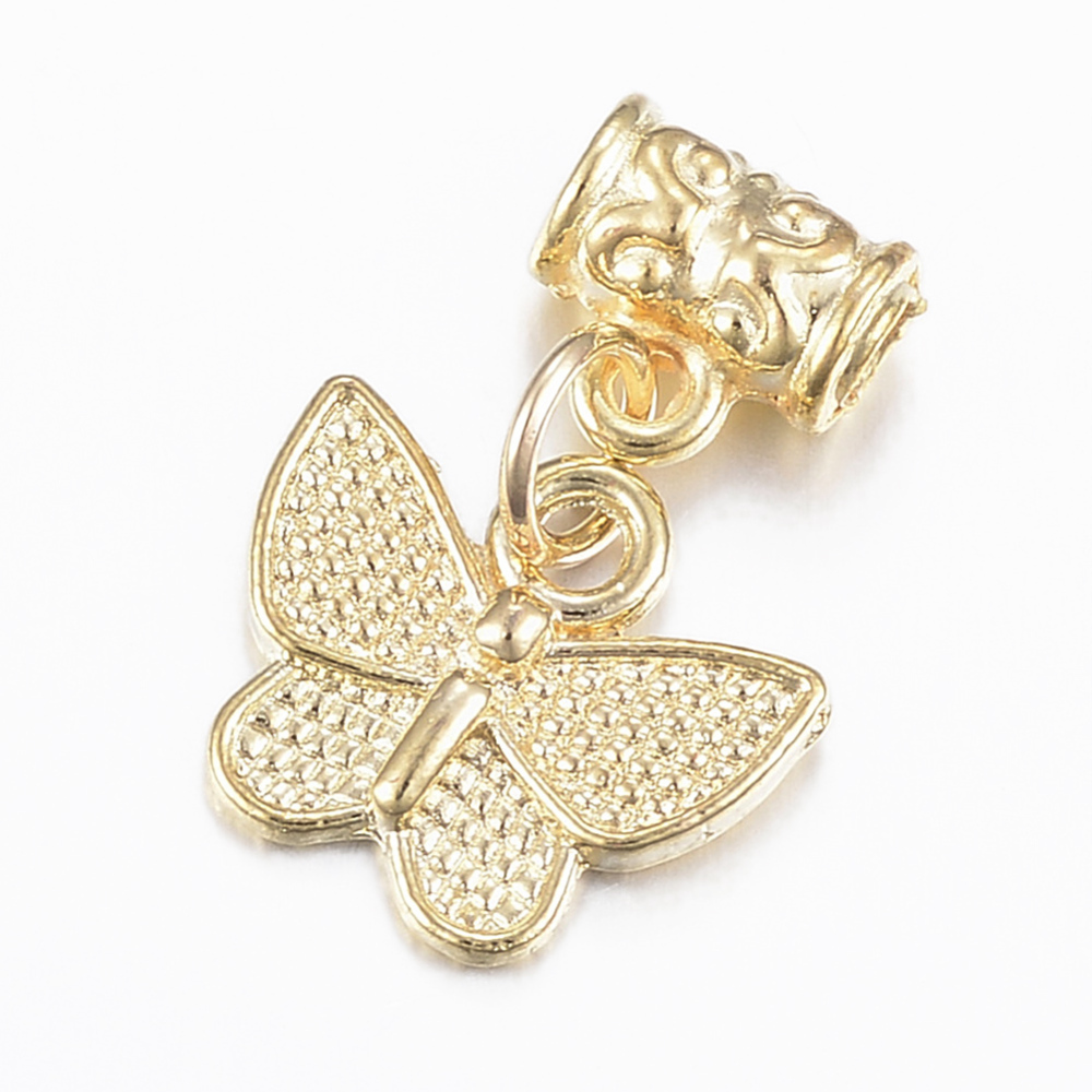 PandaHall Alloy Pendants, Cadmium Free & Lead Free, Butterfly, Golden, 19mm, Hole: 2.5mm Alloy Butterfly