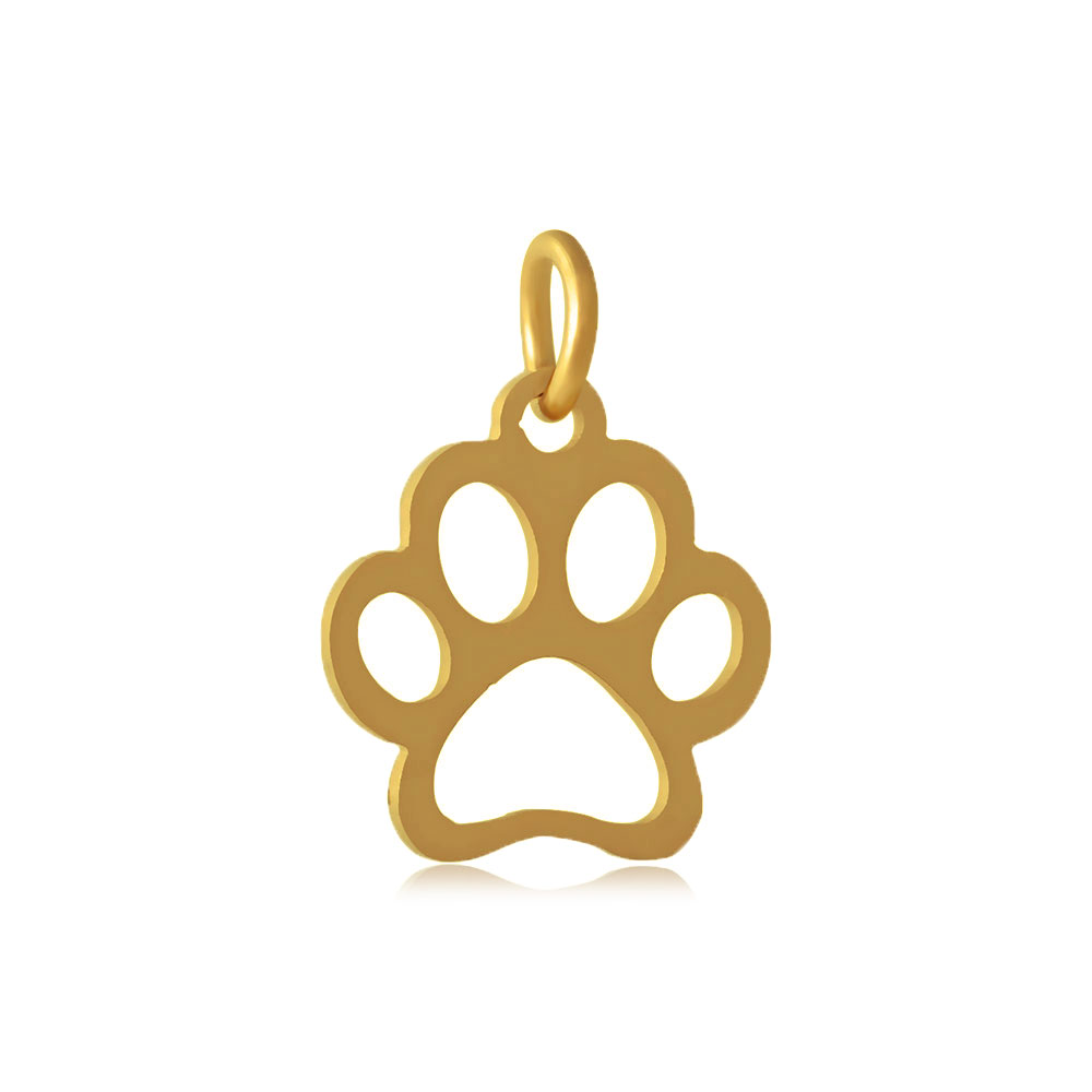 PandaHall 304 Stainless Steel Pendants, Dog Paw Prints, Golden, 13x12x1mm, Hole: 4mm Stainless Steel Dog