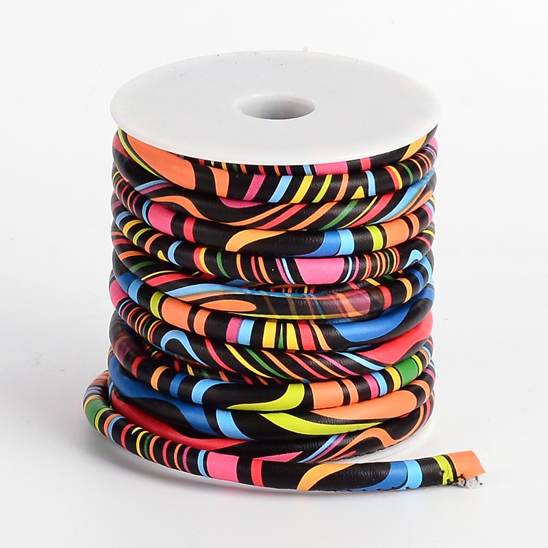 PandaHall Round PU Leather Cords, Colorful, 6mm, 10yards/roll Imitation Leather Round