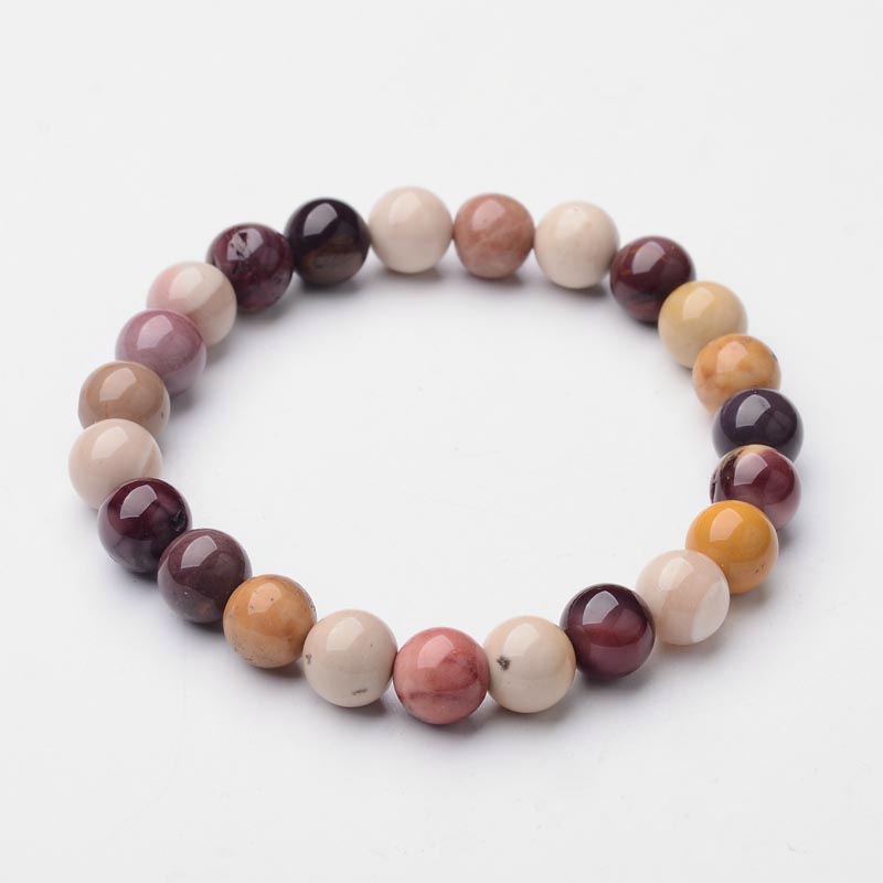 PandaHall Round Natural Mookaite Stretch Bracelets, 52mm Mookaite