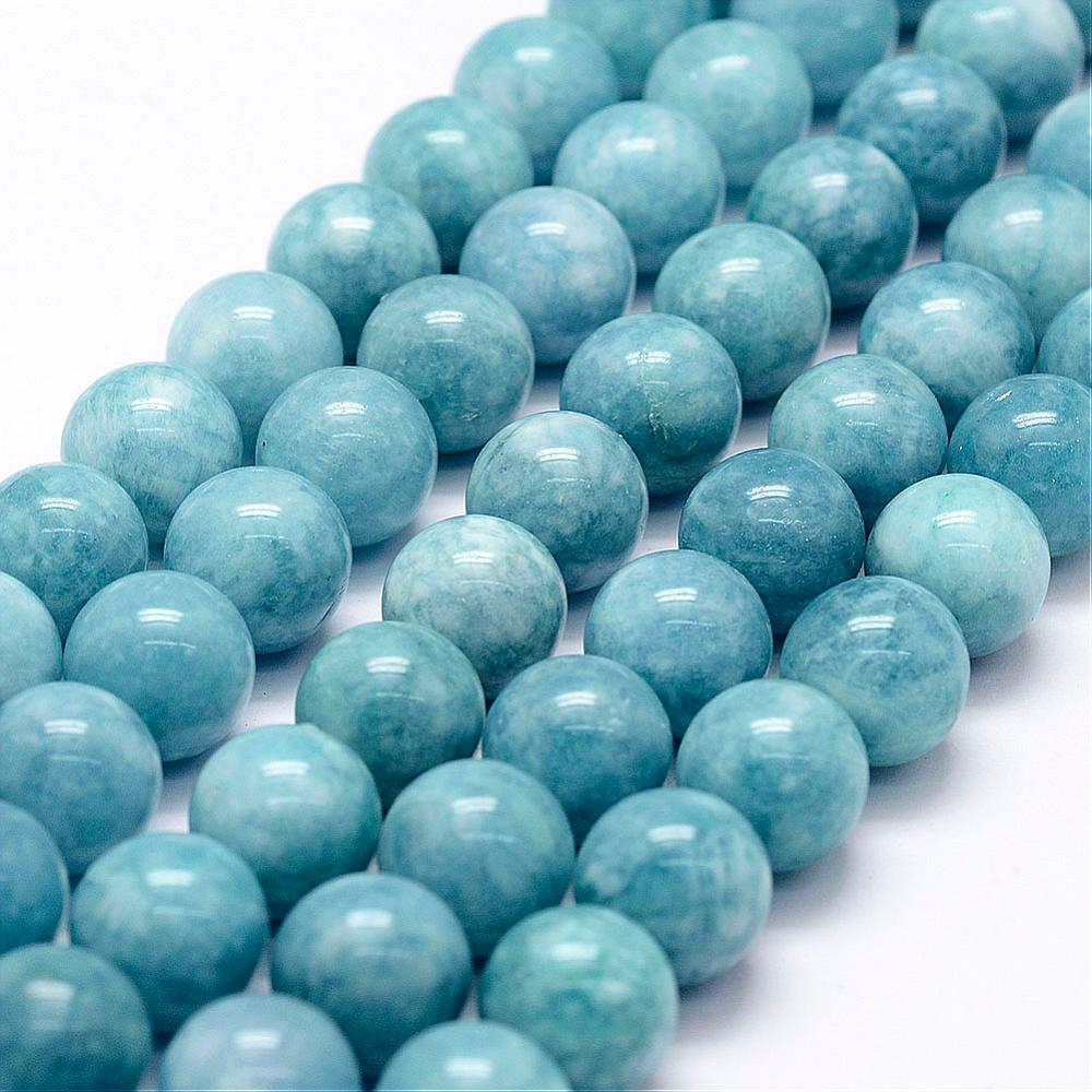 PandaHall Natural White Jade Imitation Amazonite Beads Strands, Round, Dyed, 10mm, Hole: 1.2mm; about 37pcs/strand, 14.7" White Jade Round...