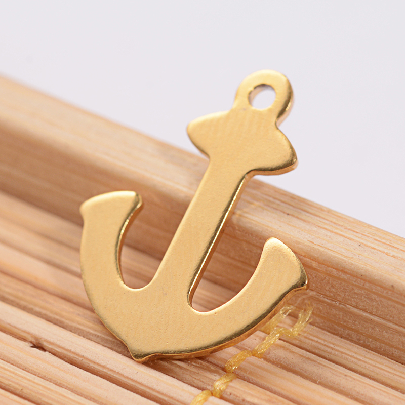 PandaHall 304 Stainless Steel Anchor Charms, Golden, 16x13x1mm, Hole: 1mm Stainless Steel Anchor & Helm
