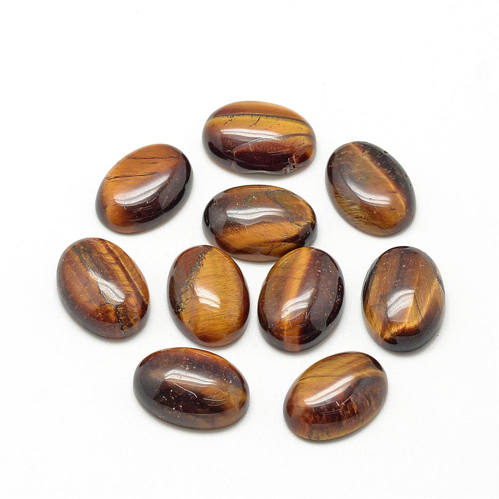 PandaHall Natural Tiger Eye Cabochons, Oval, 18x13x5mm Tiger Eye Oval