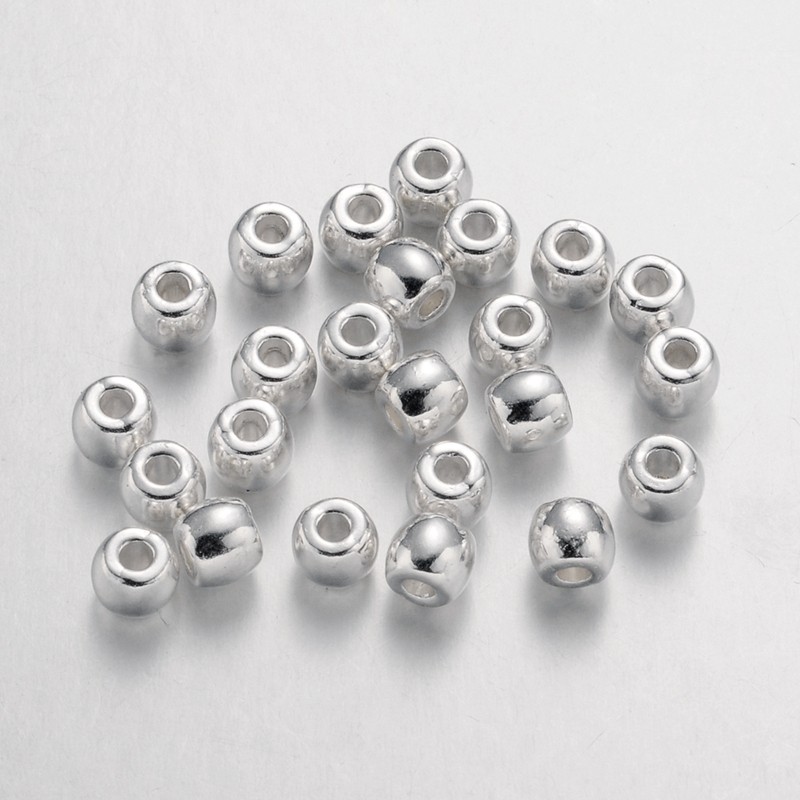 PandaHall Tibetan Silver Beads, Lead Free & Cadmium Free, Barrel, Silver Color, 6mm in diameter, 5mm thick, hole: 2.5mm Alloy Barrel Silver