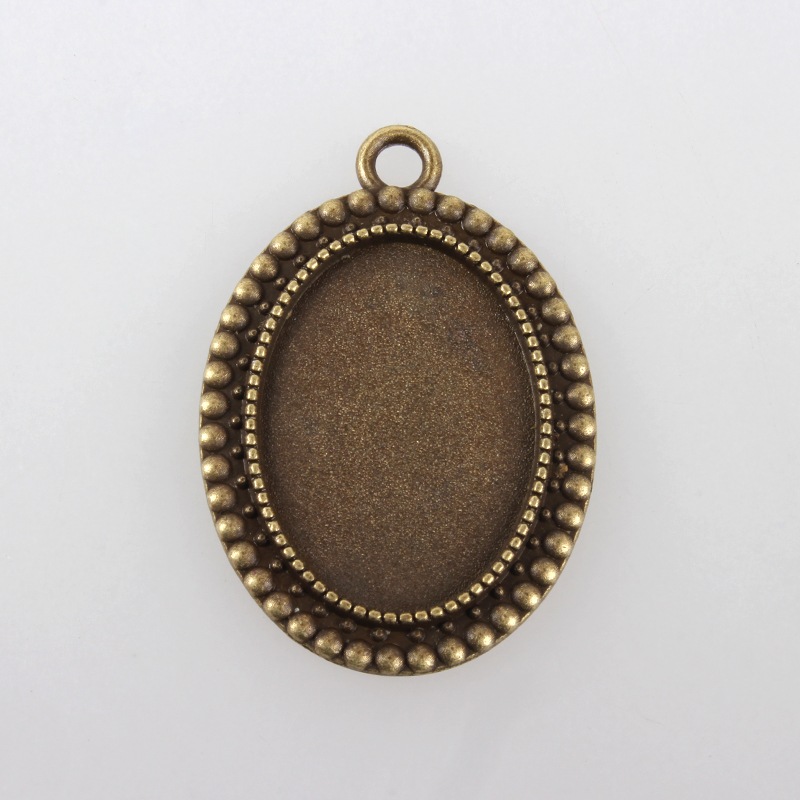 PandaHall Vintage Tibetan Style Alloy Pendant Cabochon Bezel Settings, Nickel Free, Antique Bronze, Oval Tray: 18x25mm; 36x26x2.5mm, Hole...
