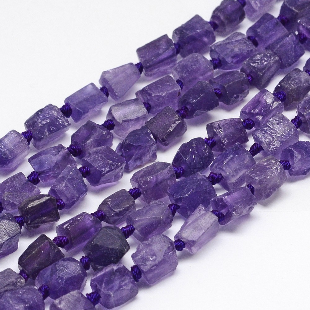 PandaHall Natural Amethyst Beads Strands, Nuggets, 6~7x8~9x6~7mm, Hole: 1mm; about 41pcs/strand, 15.7'' Amethyst Nuggets