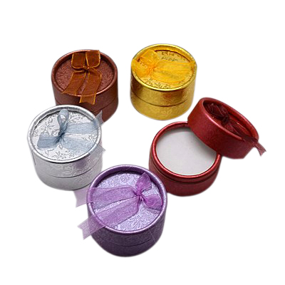 PandaHall Valentines Day Gifts Packages Cardboard Ring Boxes, Round, Mixed Color, 55x32~35mm Paper Round Multicolor