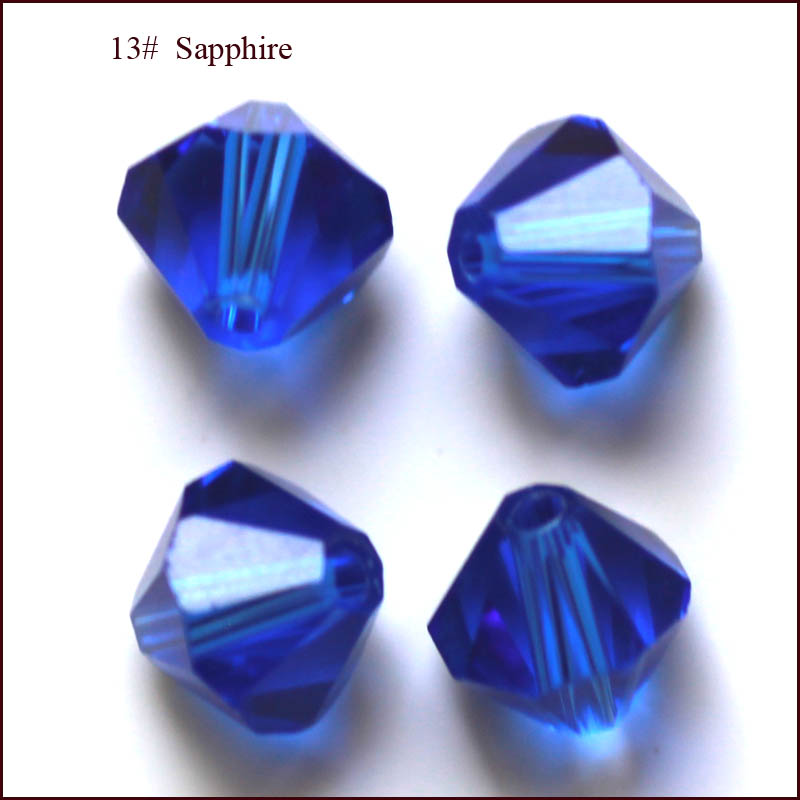 PandaHall Imitation Austrian Crystal Beads, Grade AAA, Faceted, Bicone, Blue, 10x10mm, Hole: 1mm Glass Bicone Blue