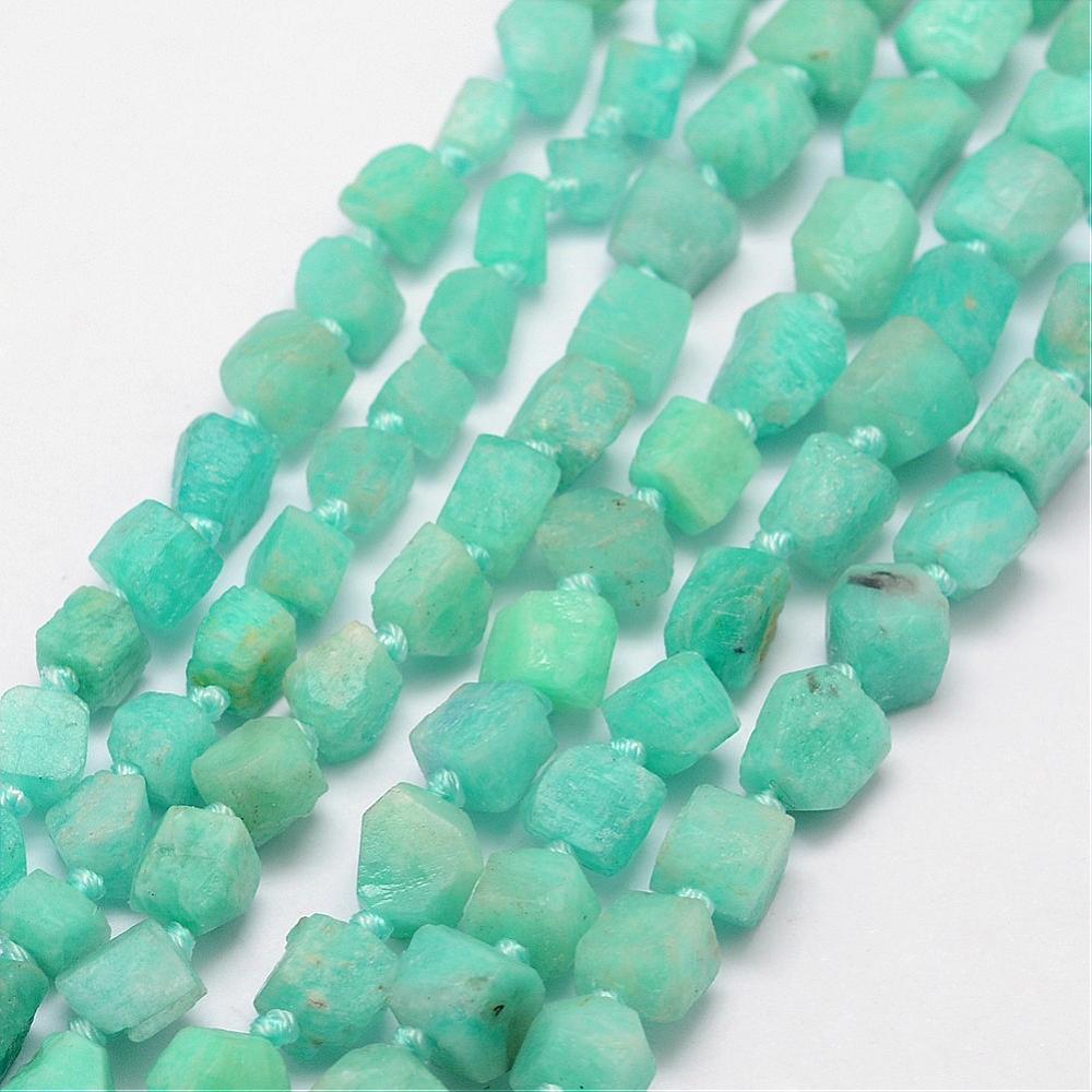 PandaHall Natural Amazonite Beads Strands, Nuggets, 5~9x6~9x6~9mm, Hole: 1mm; about 51~54pcs/strand,16.7" Amazonite Nuggets Green
