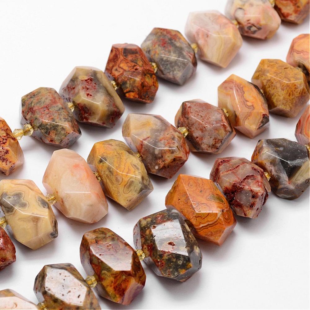 PandaHall Natural Crazy Agate Bead Strands, Nuggets, 15~25x13~17mm, Hole: 2.5mm; about 24~25pcs/strand, 15" Crazy Agate Nuggets