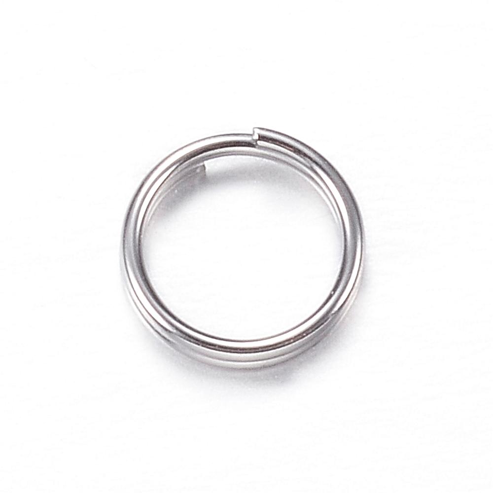 PandaHall 304 Stainless Steel Split Rings, Stainless Steel Color, 6x1mm; about 5mm inner diameter Stainless Steel Ring