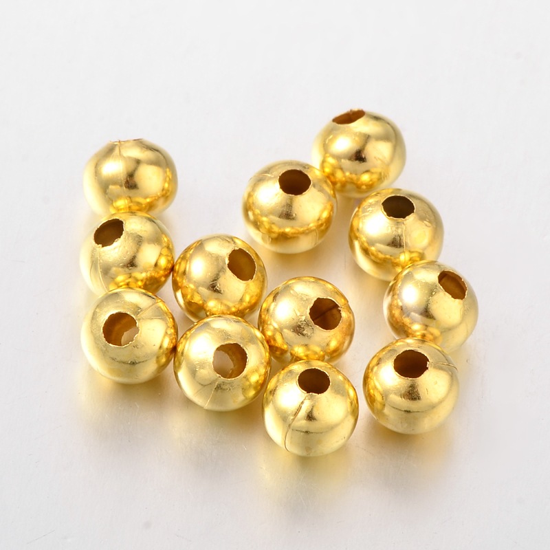 PandaHall Iron Beads, Golden, 8mm, hole: 2.5~3mm Iron Round