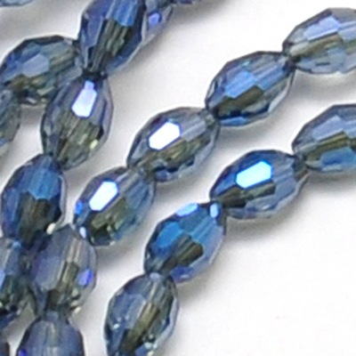PandaHall Electroplate Glass Beads Strands, Full Rainbow Plated, Faceted, Oval, LightSteelBlue, 6x4mm, Hole: 1mm; about 72pcs/strand, 16"...