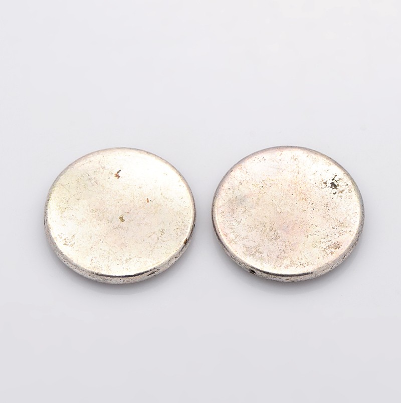 PandaHall Antique Silver Tibetan Style Alloy Beads, Flat Round, Lead Free, Nickel Free & Cadmium Free, about 32mm in diameter, 6mm thick...