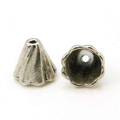 PandaHall Tibetan Style Bead Caps, Cadmium Free & Nickel Free & Lead Free, Flower, Antique Silver, Size: about 13mm long, 12mm wide, hole...