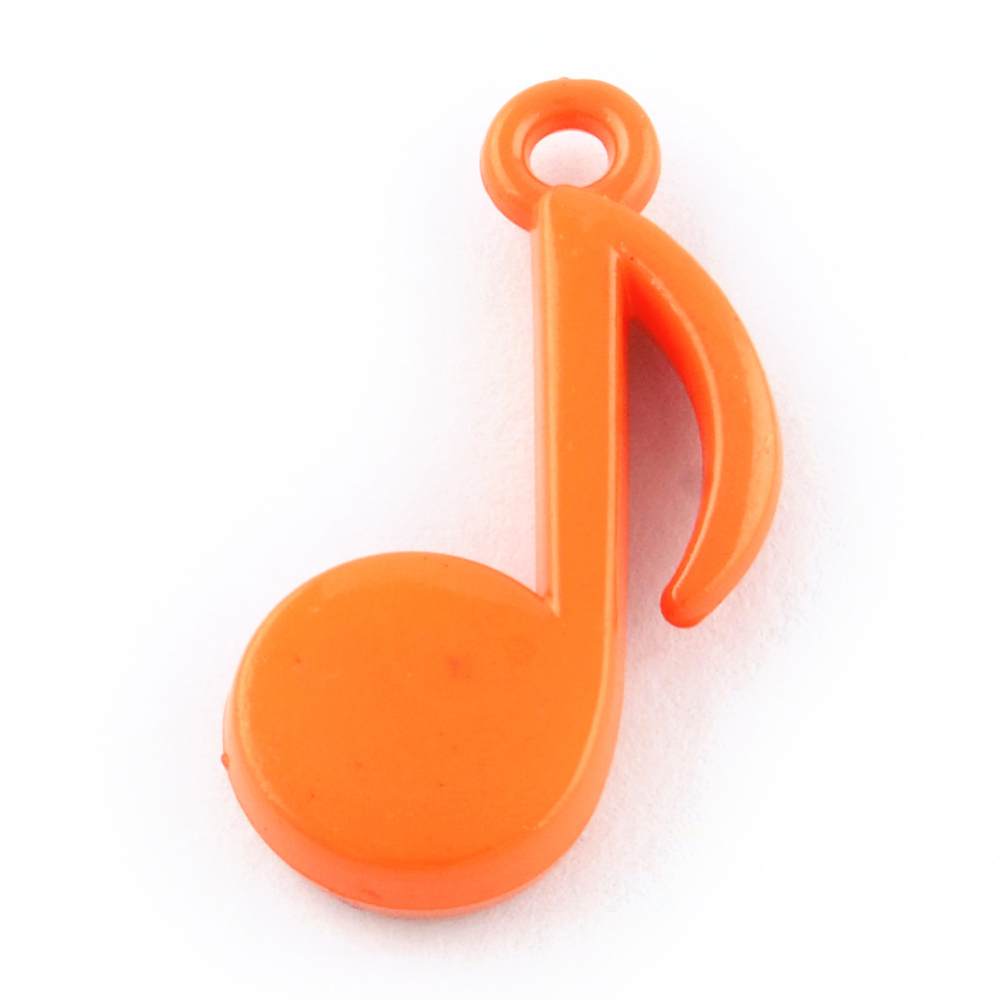 PandaHall Opaque Acrylic Pendants, Musical Note, DarkOrange, 27x15x4.5mm, Hole: 2.5mm Acrylic Musical Note Orange