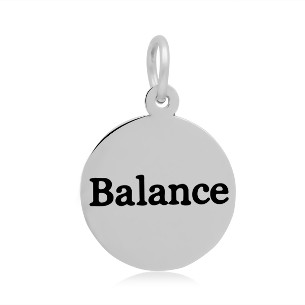 PandaHall 316 Stainless Steel Enamel Pendants, Flat Round with Word Balance, Stainless Steel Color, 19x16x1.5mm, Hole: 5mm Stainless...