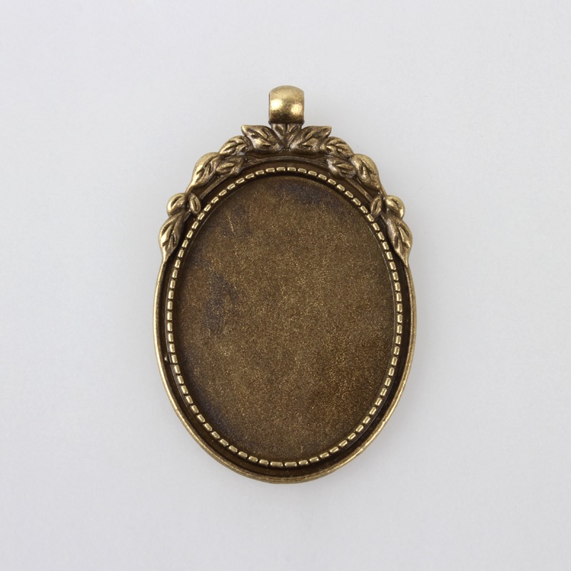PandaHall Tibetan Style Alloy Pendant Cabochon Bezel Settings, Nickel Free, Antique Bronze, Oval Tray: 40x30mm; 56x36x2mm, Hole: 4mm; about...
