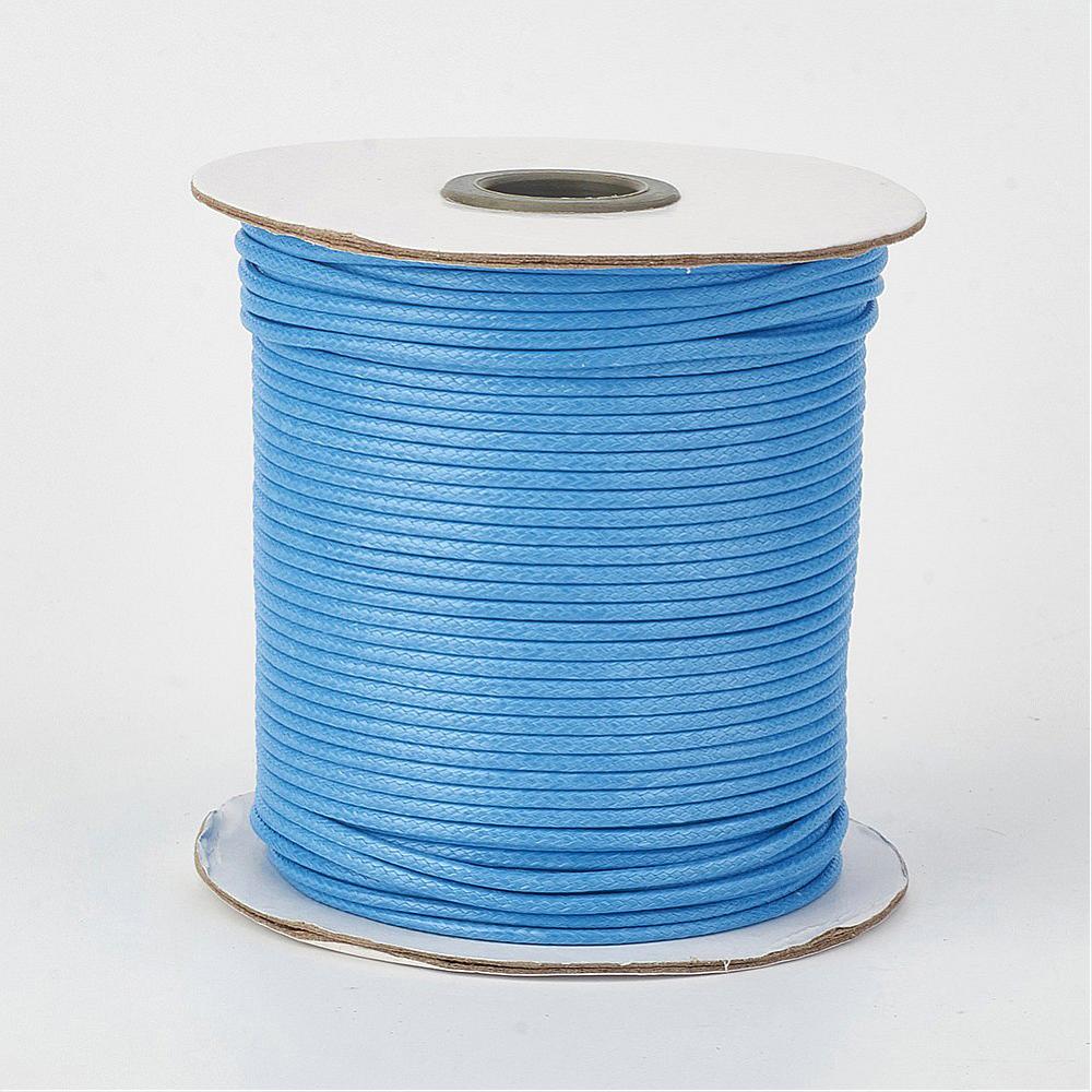 PandaHall Environmental Korean Waxed Polyester Cord, DeepSkyBlue, 1mm; about 200yards/roll(182.88m/roll) Waxed Polyester Cord Blue