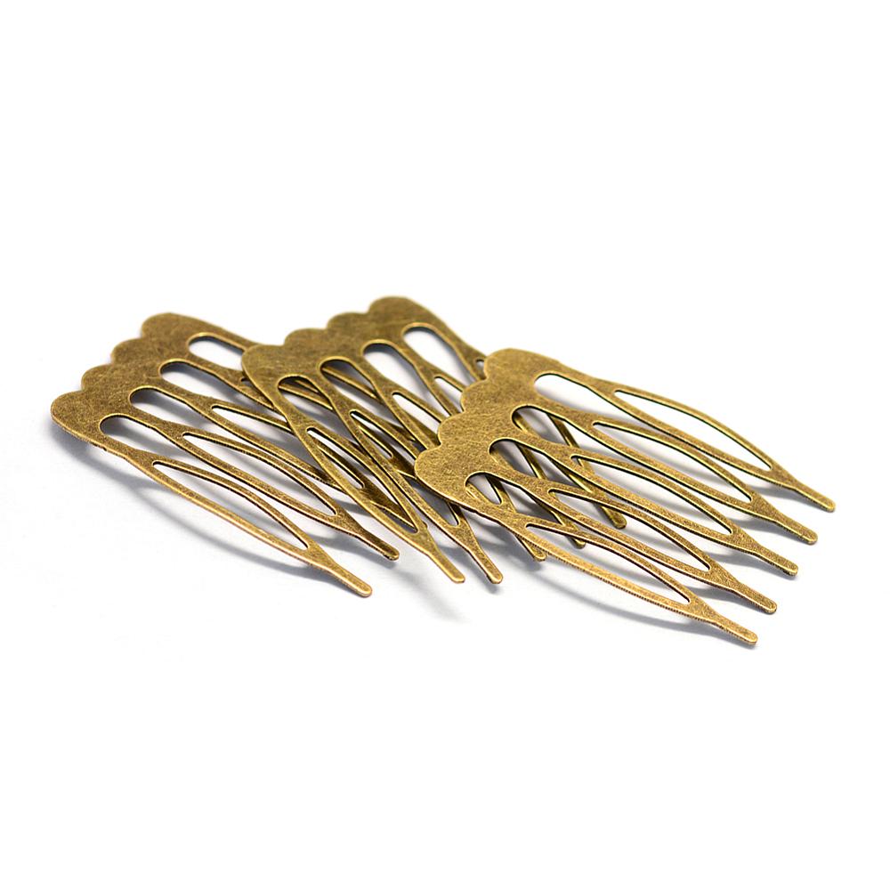 PandaHall Iron Hair Comb Findings, Antique Bronze, 25x39x1mm Iron