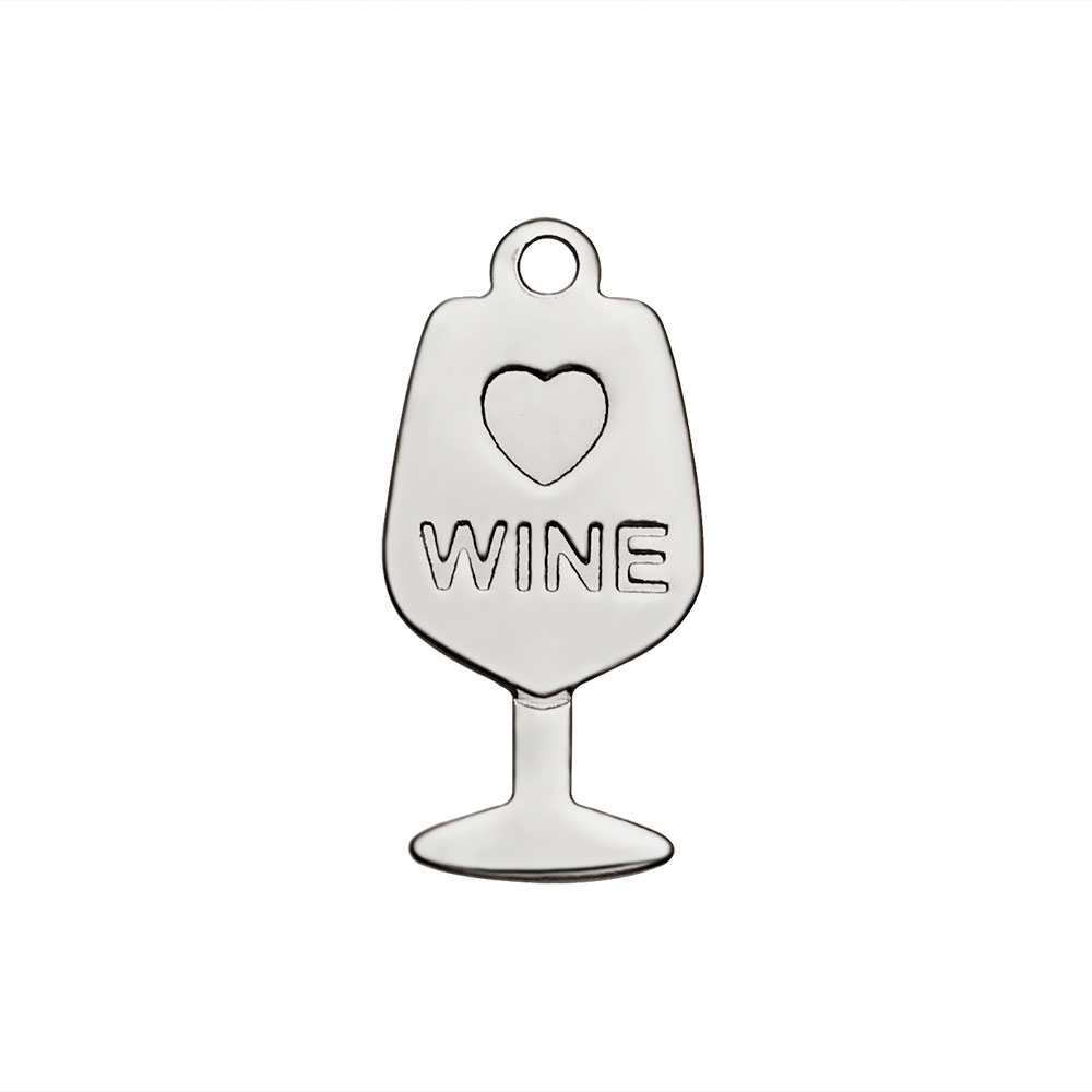 PandaHall 304 Stainless Steel Pendants, Wine Glass, Stainless Steel Color, 18x9x1mm, Hole: 1mm Stainless Steel Tableware